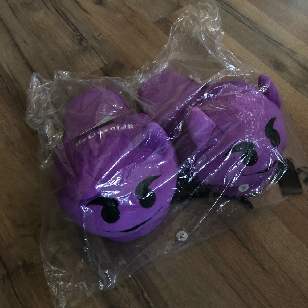 Purple Devil Emoji Slippers
